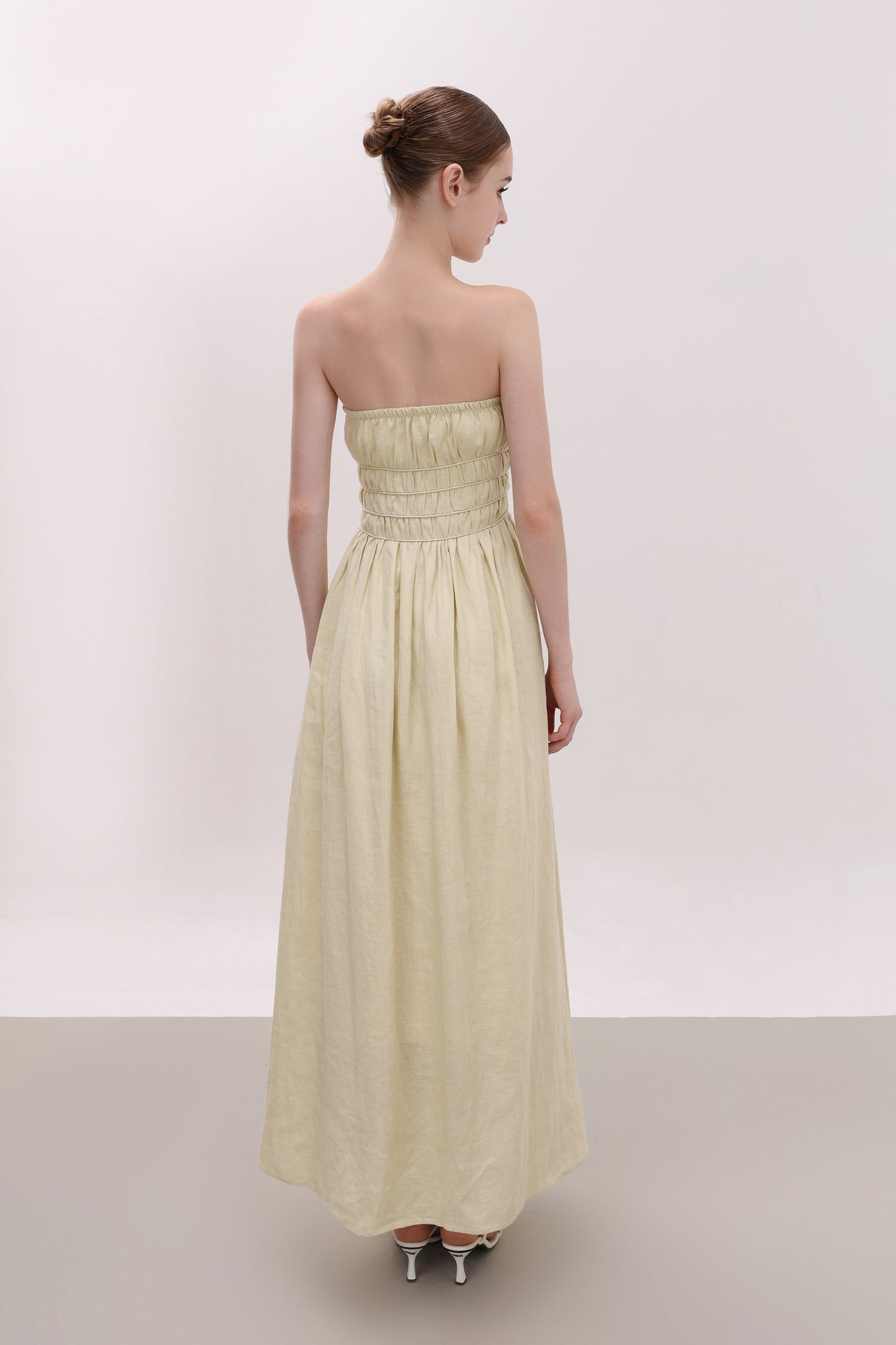 CHLOE YELLOW STRAPLESS LINEN MAXI DRESS