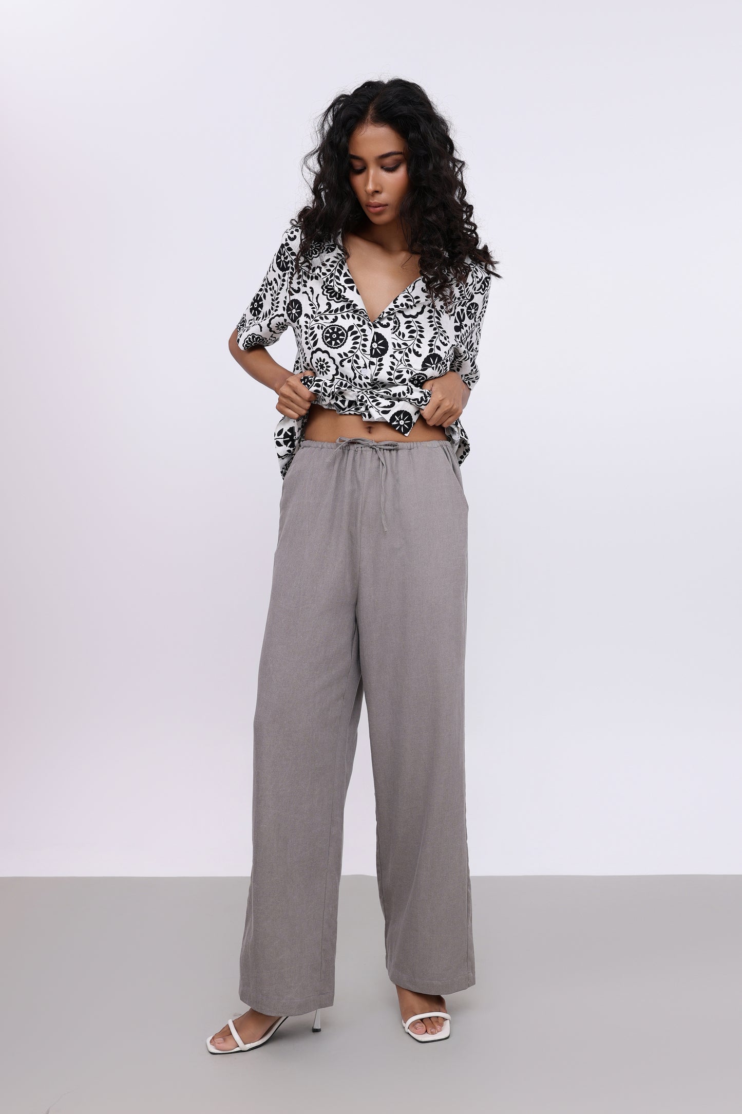 CHRISTINE LIGHT GREY COTTON PANTS