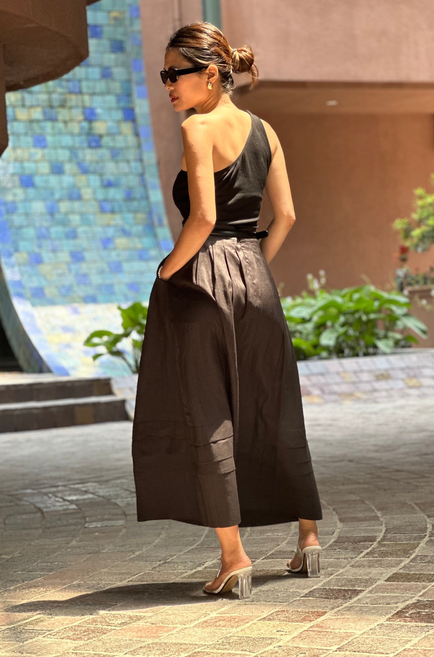 ANNA BLACK LINEN SKIRT