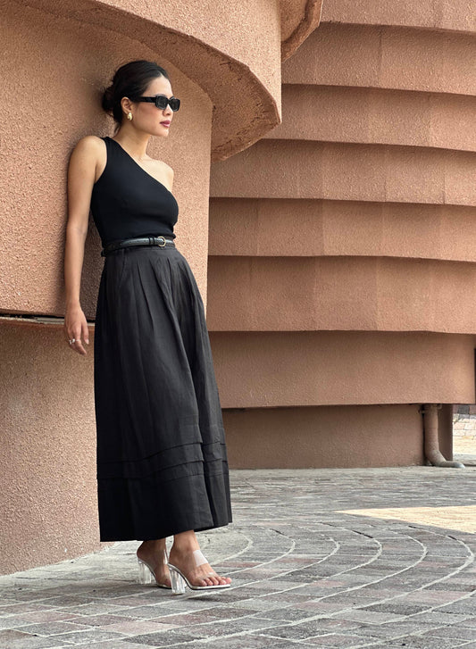 ANNA BLACK LINEN SKIRT