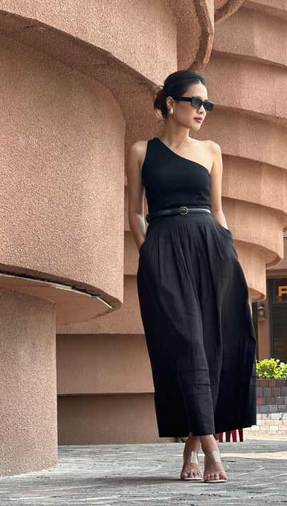 ANNA BLACK LINEN SKIRT