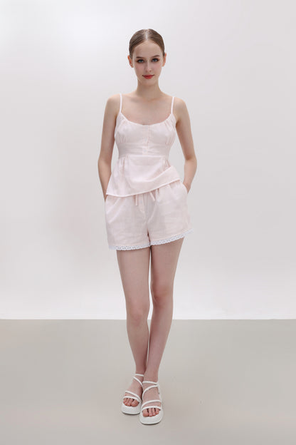 ELOISE PINK GINGHAM COTTON SHORTS