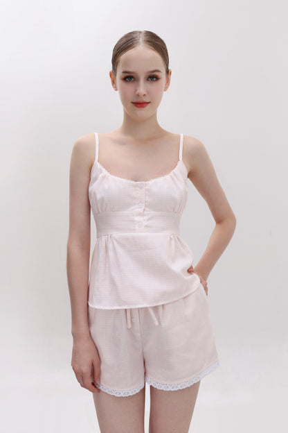 ELOISE PINK GINGHAM COTTON SHORTS