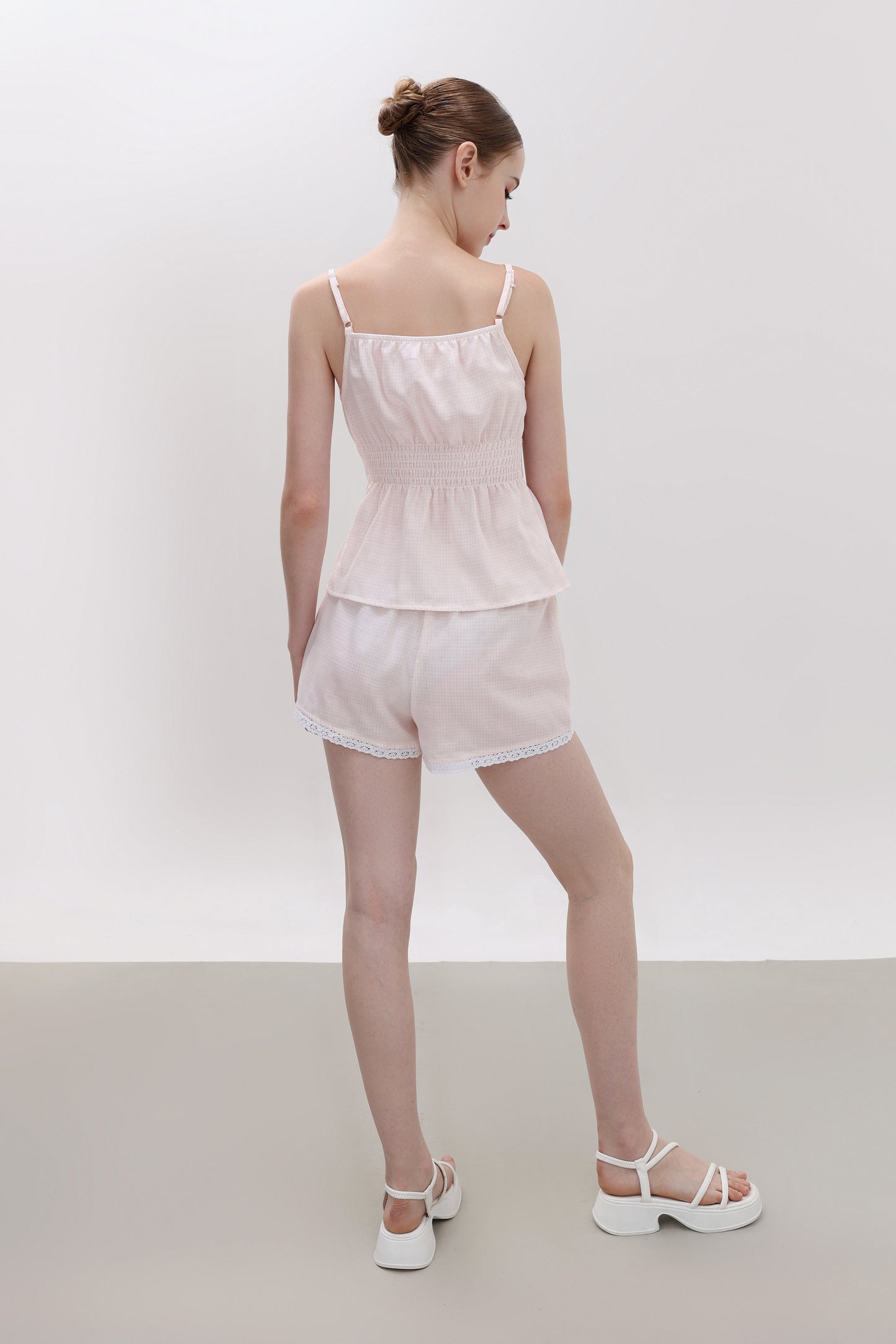 ELOISE PINK GINGHAM COTTON SHORTS