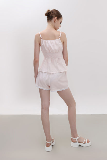 ELOISE PINK GINGHAM COTTON SHORTS