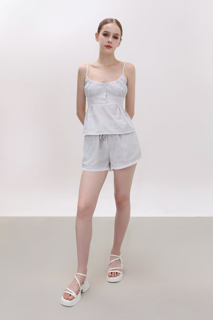 ELOISE MINT GINGHAM COTTON SHORTS