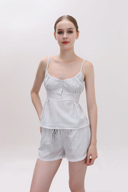 ELOISE MINT GINGHAM COTTON SHORTS