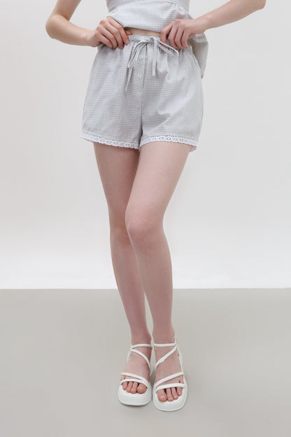ELOISE MINT GINGHAM COTTON SHORTS