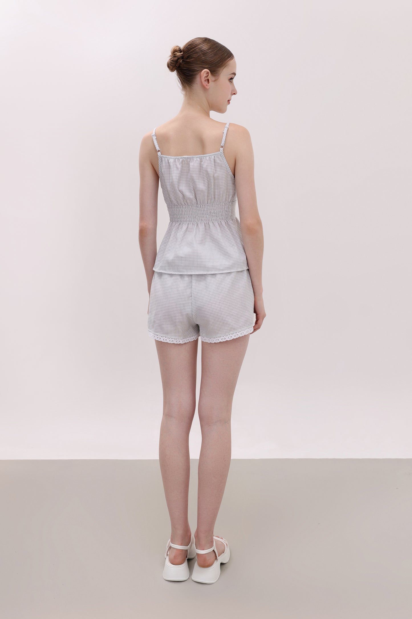 ELOISE MINT GINGHAM COTTON SHORTS