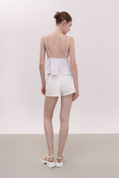 KATE WHITE LINEN BLEND TOPS