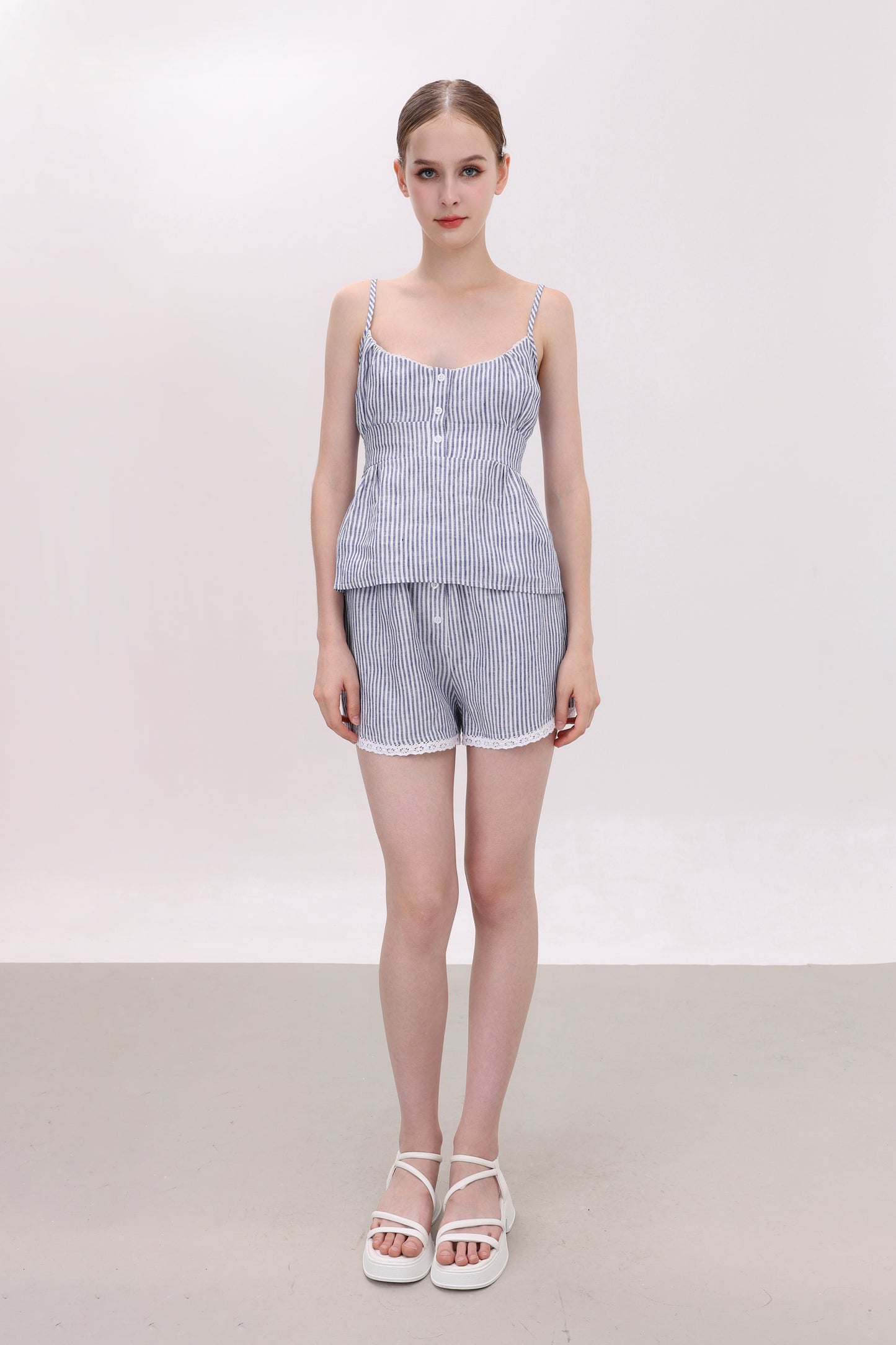 ELOISE STRIPED LINEN SHORTS