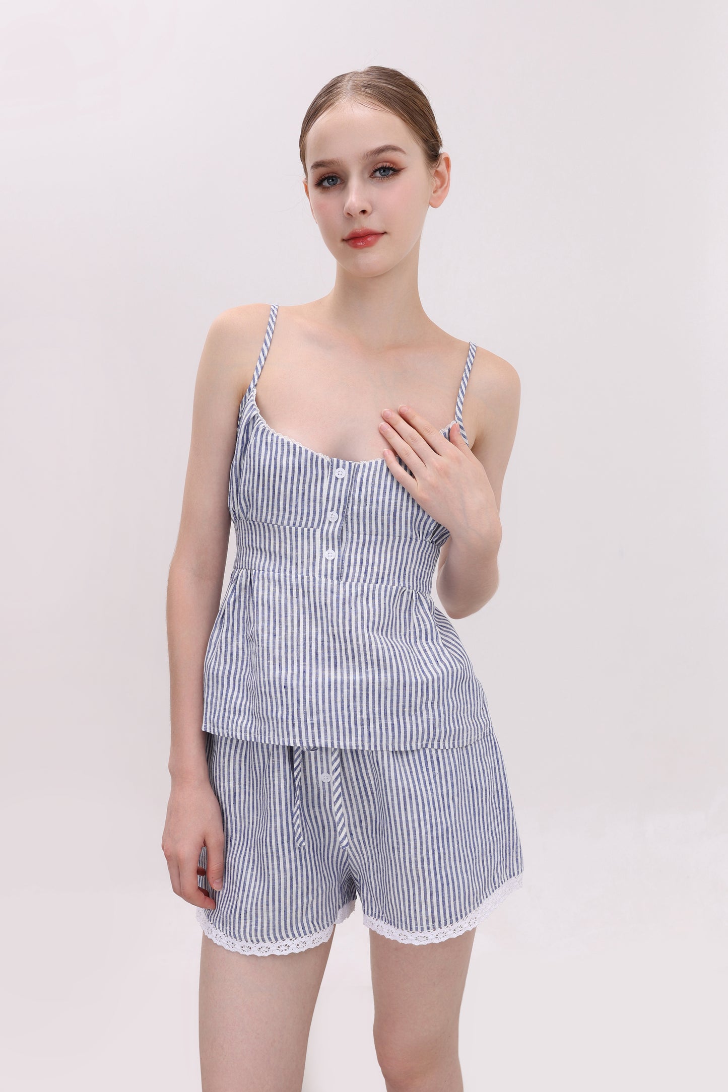 ELOISE STRIPED LINEN SHORTS