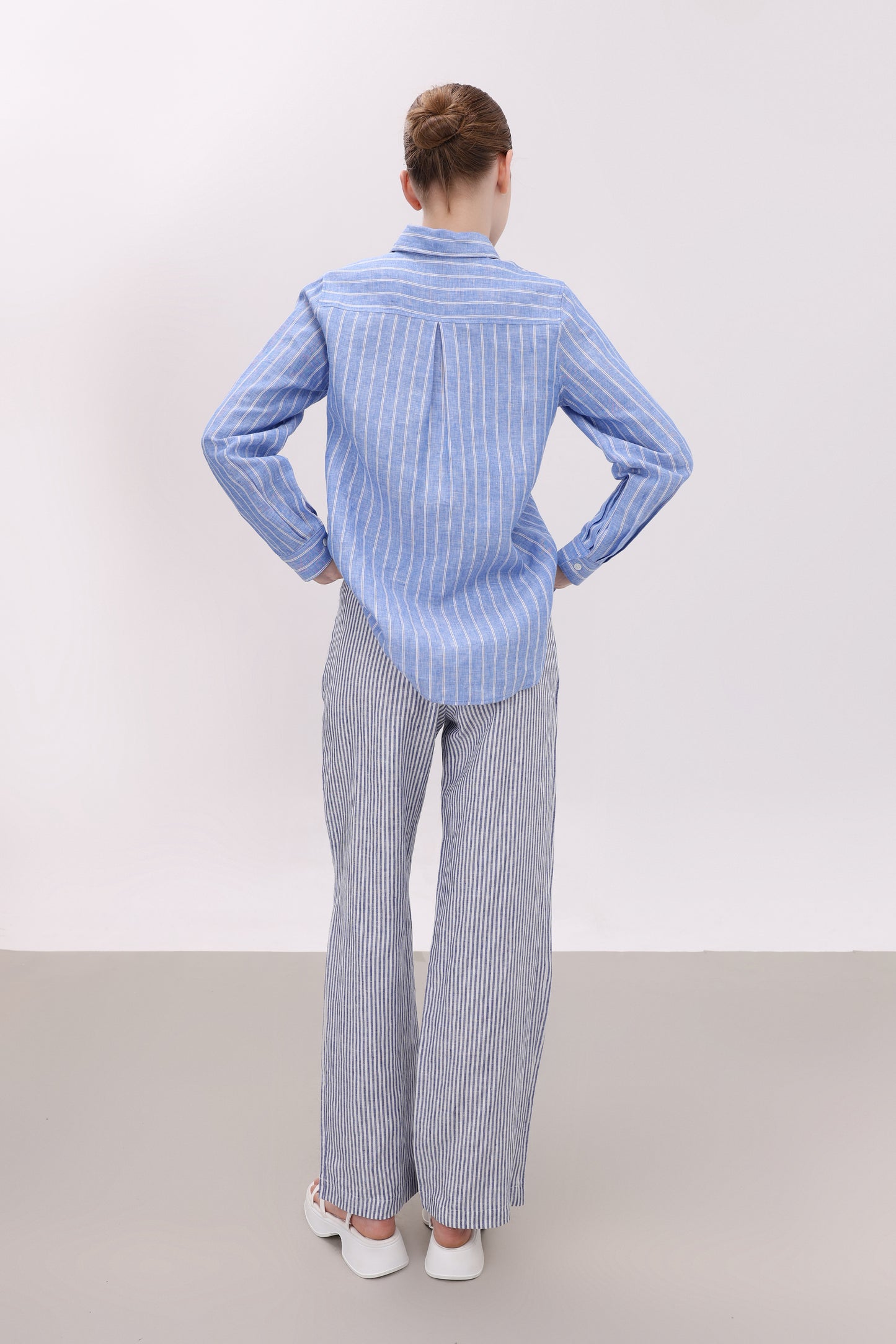 LYDIA STRIPED LINEN BUTTON UP SHIRT