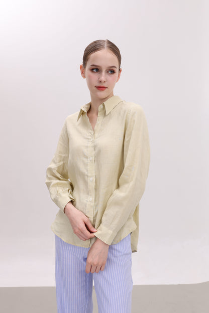 LYDIA YELLOW LINEN BUTTON UP SHIRT