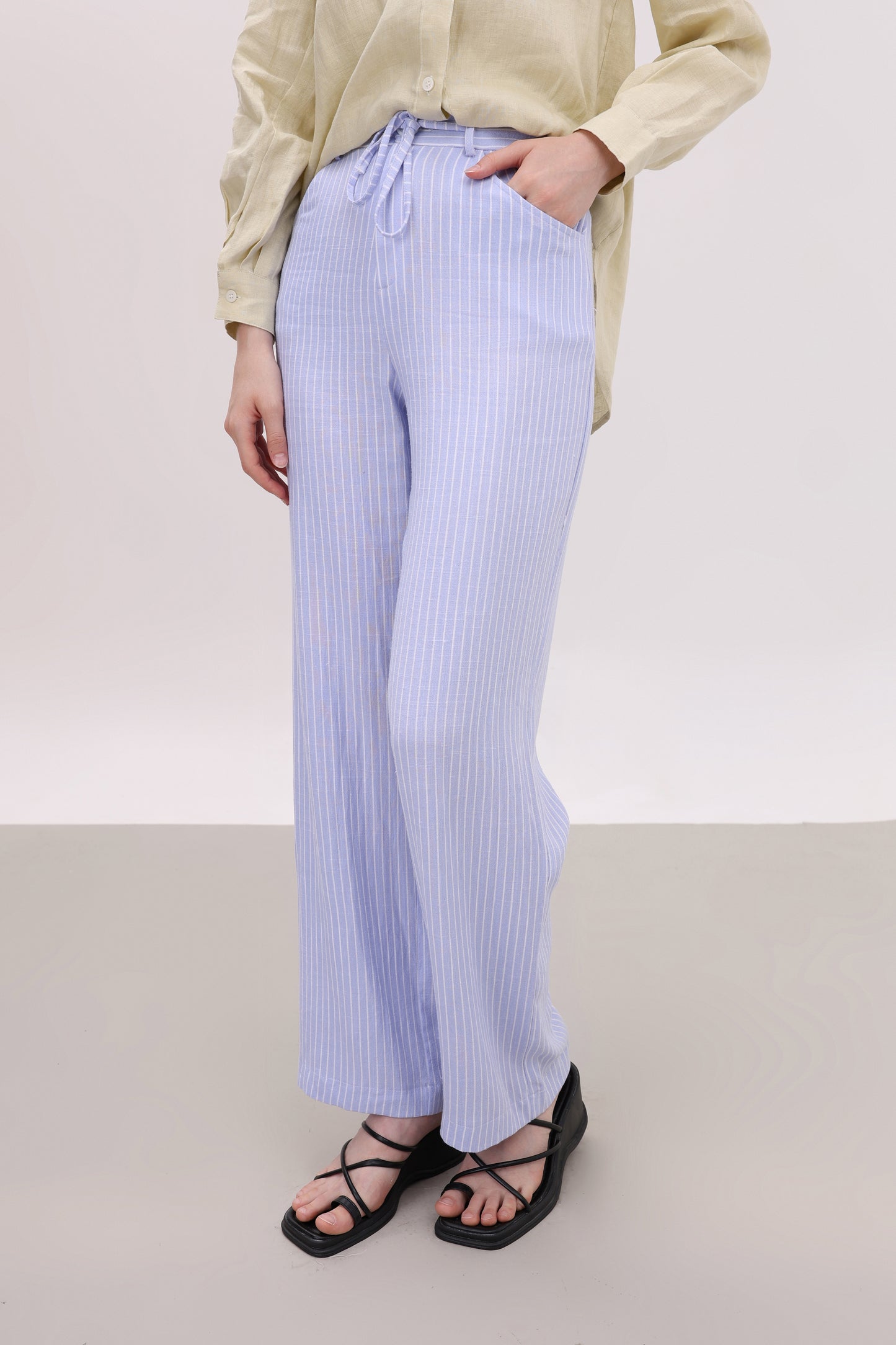 CHRISSY STRIPED LINEN BLEND PANTS