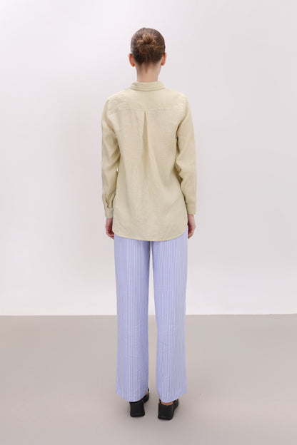 LYDIA YELLOW LINEN BUTTON UP SHIRT
