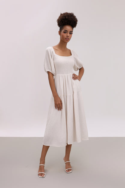 HELENA GINGHAM COTTON MIDI DRESS