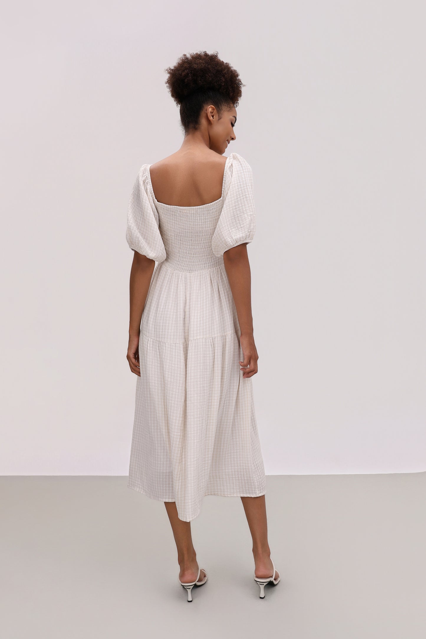 HELENA GINGHAM COTTON MIDI DRESS