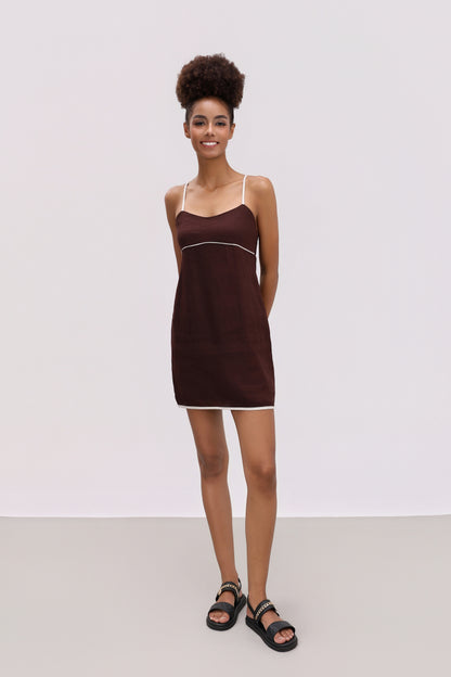 TILLY BROWN LINEN MINI DRESS