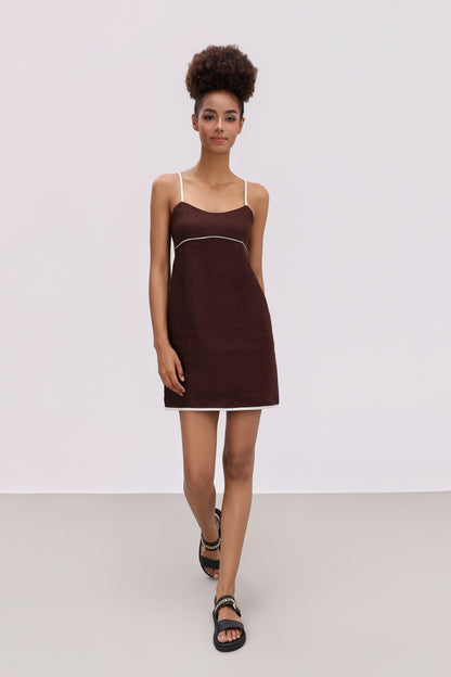 TILLY BROWN LINEN MINI DRESS