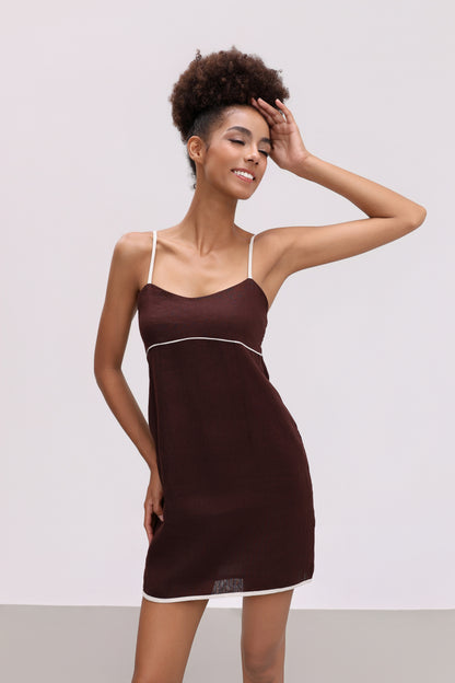 TILLY BROWN LINEN MINI DRESS