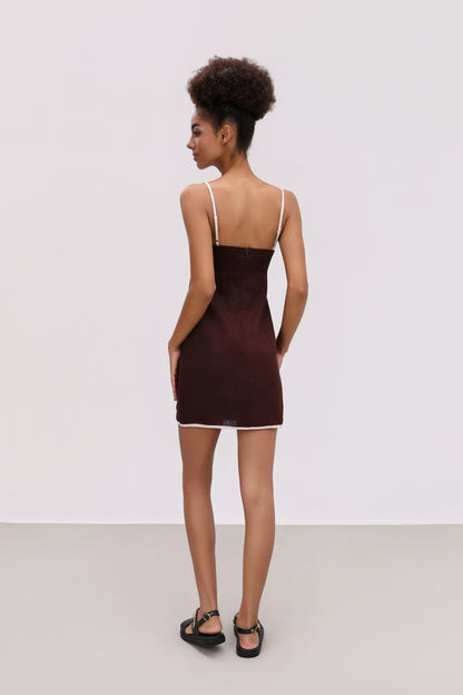 TILLY BROWN LINEN MINI DRESS