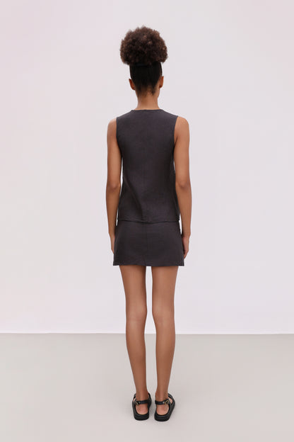 MIRA BLACK LINEN MINI SKORT