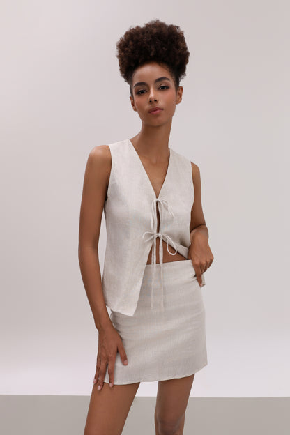 MIRA NATURAL LINEN MINI SKORT