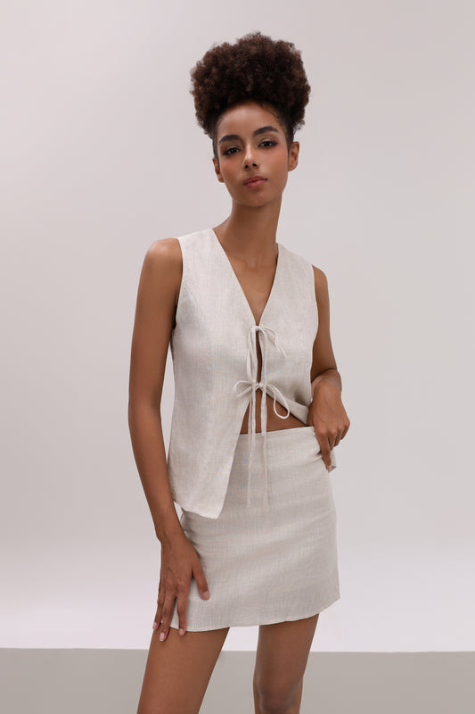 MIRA NATURAL LINEN MINI SKORT