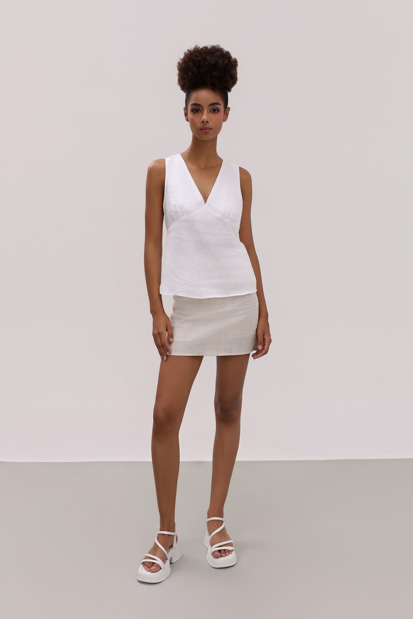 BELLA WHITE LINEN TOP