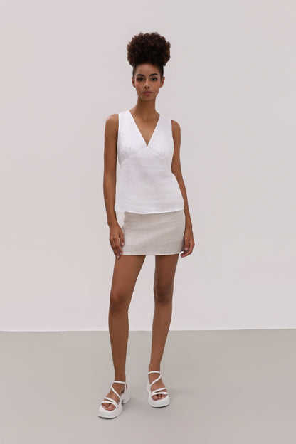 BELLA WHITE LINEN TOP