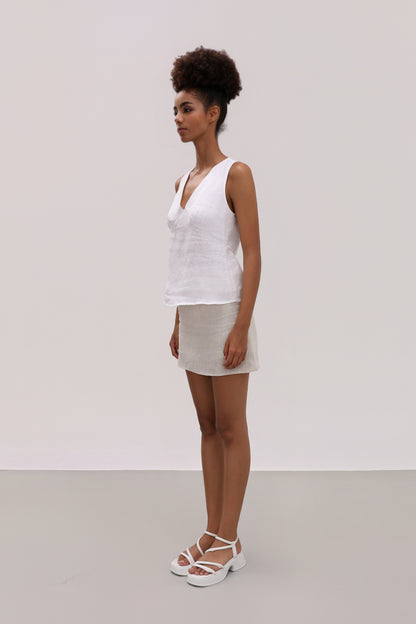 BELLA WHITE LINEN TOP