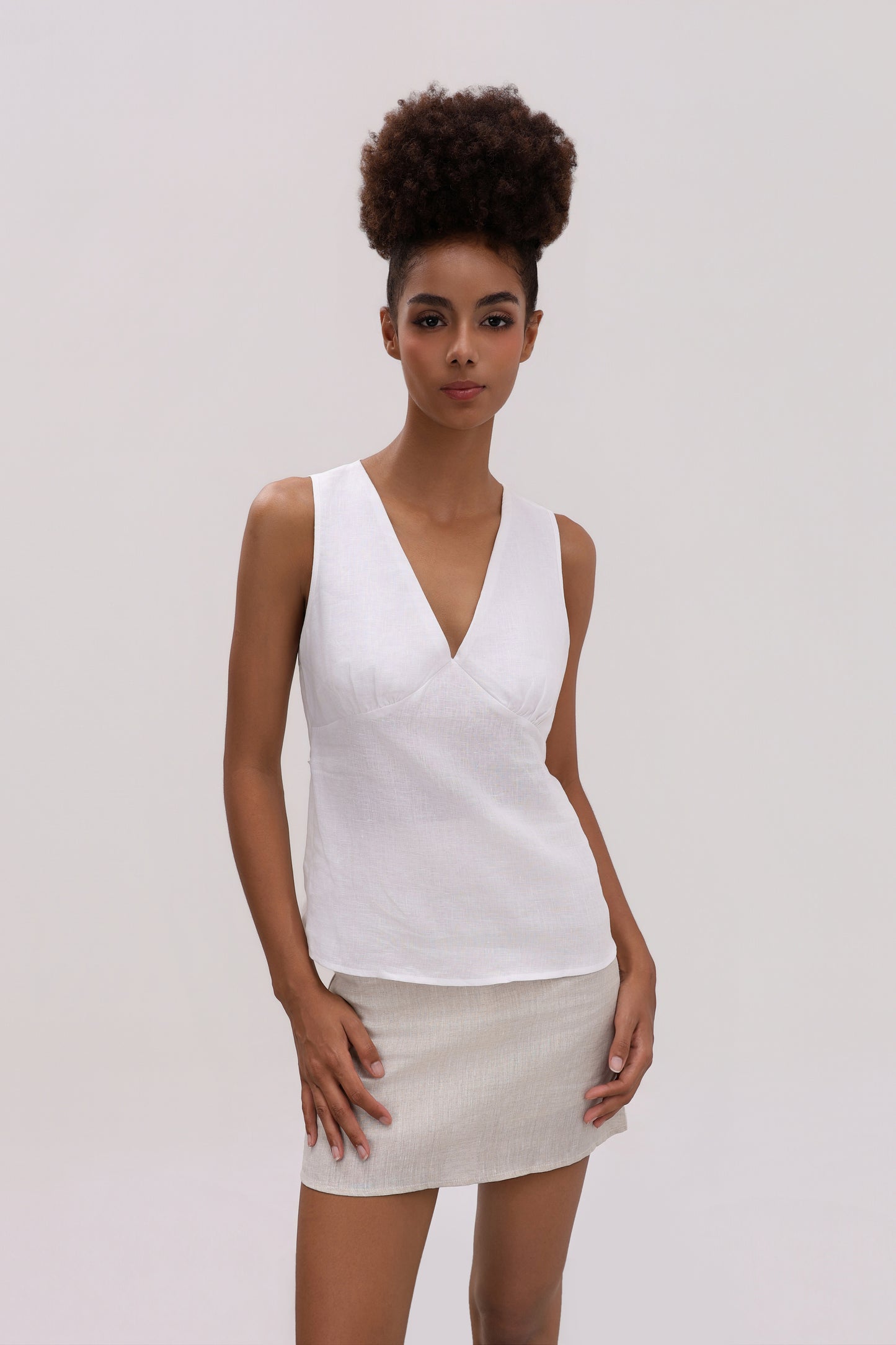 BELLA WHITE LINEN TOP