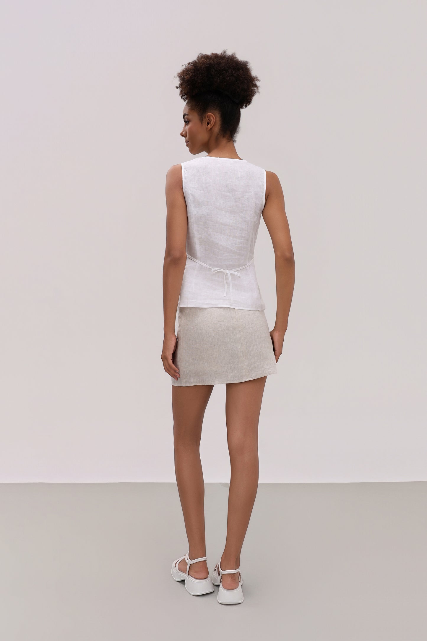 BELLA WHITE LINEN TOP