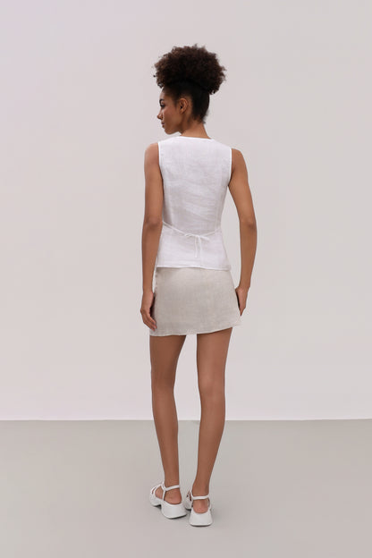BELLA WHITE LINEN TOP