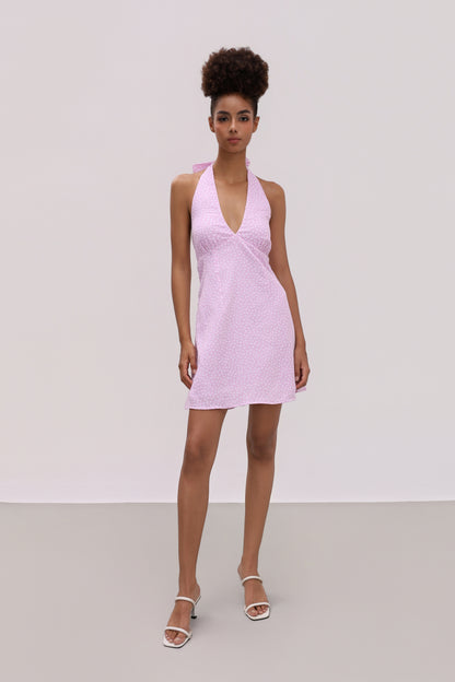 LUCY PINK POLKA DOT COTTON MINI DRESS