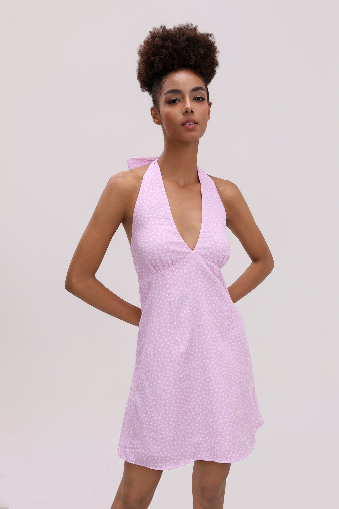 LUCY PINK POLKA DOT COTTON MINI DRESS
