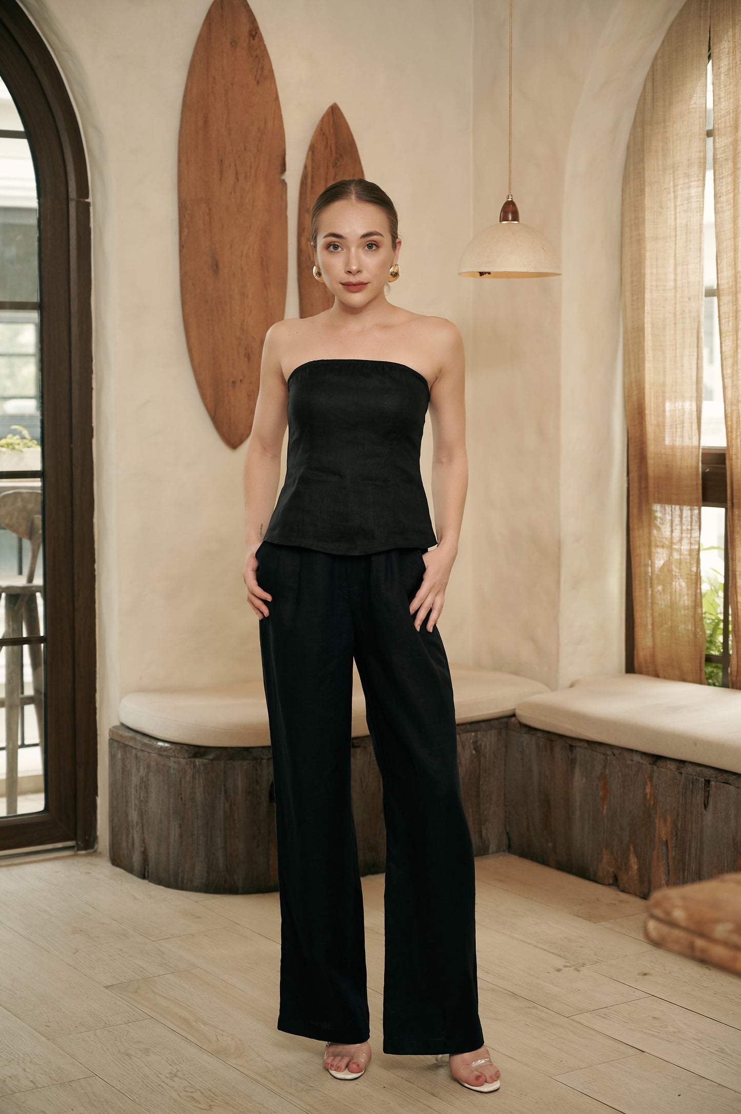 ZAYLEE BLACK LINEN PANT