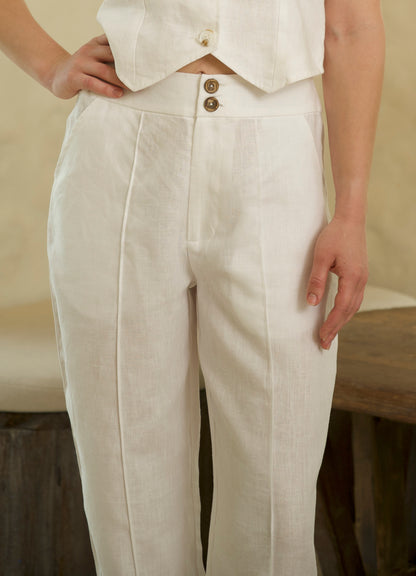 JENNA WHITE LINEN PANT