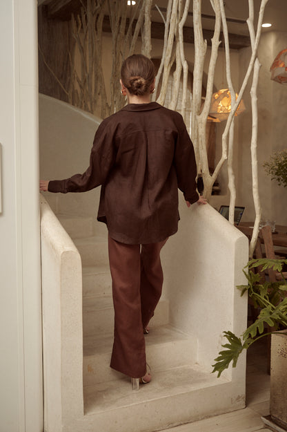 SHIRLEY CHOCOLATE LINEN PANT