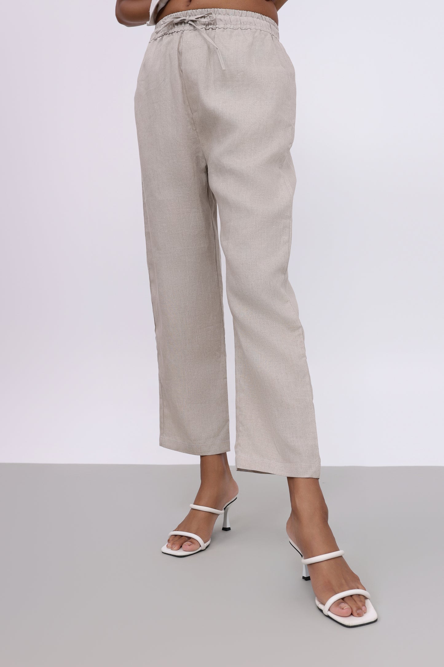 LUNA NATURAL LINEN CROP PANTS