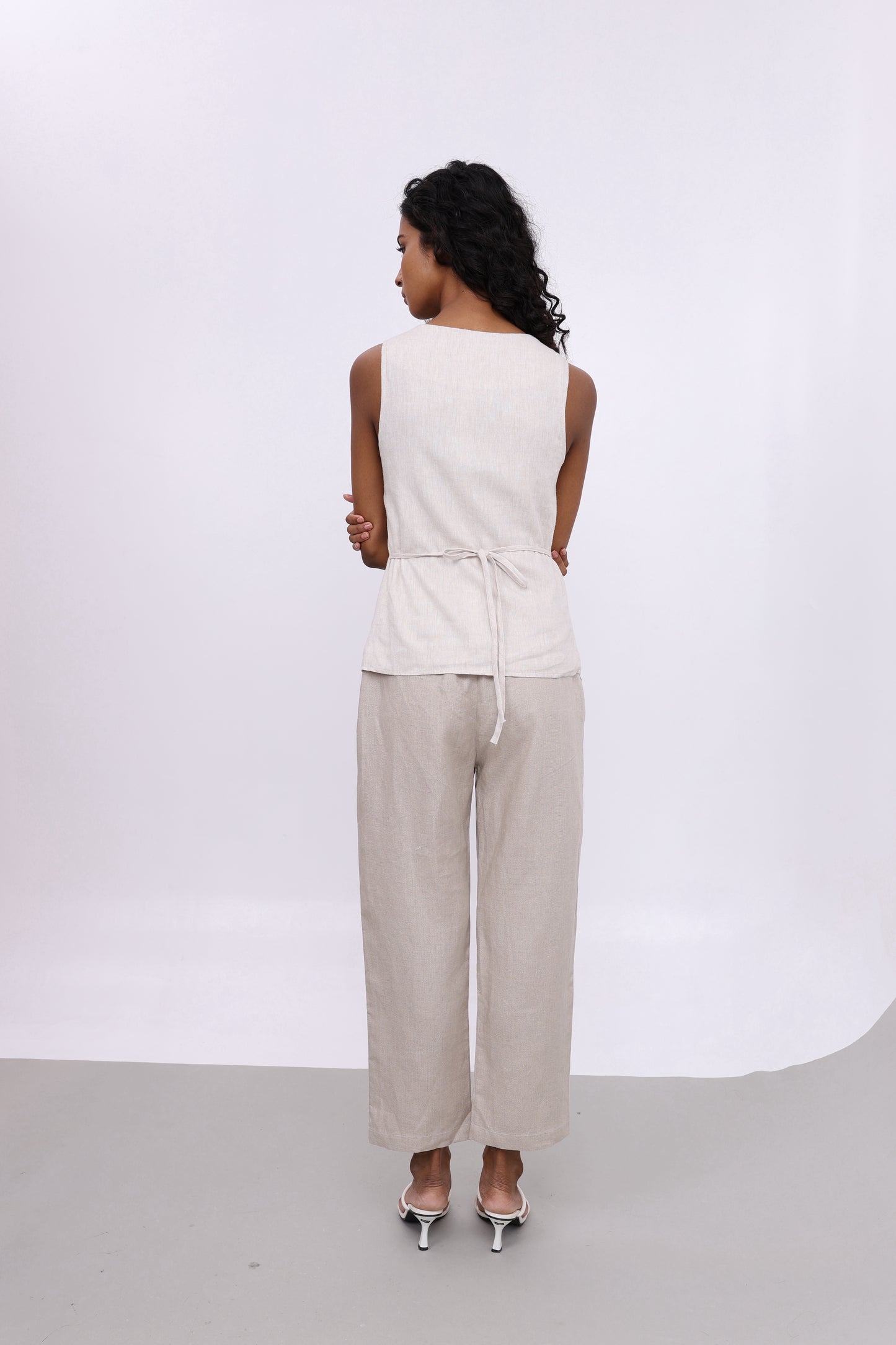 GEMMA NATURAL LINEN BLEND VEST