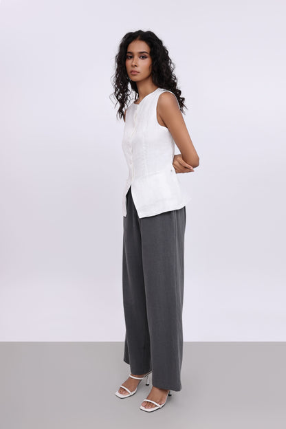 TIA WHITE LINEN VEST